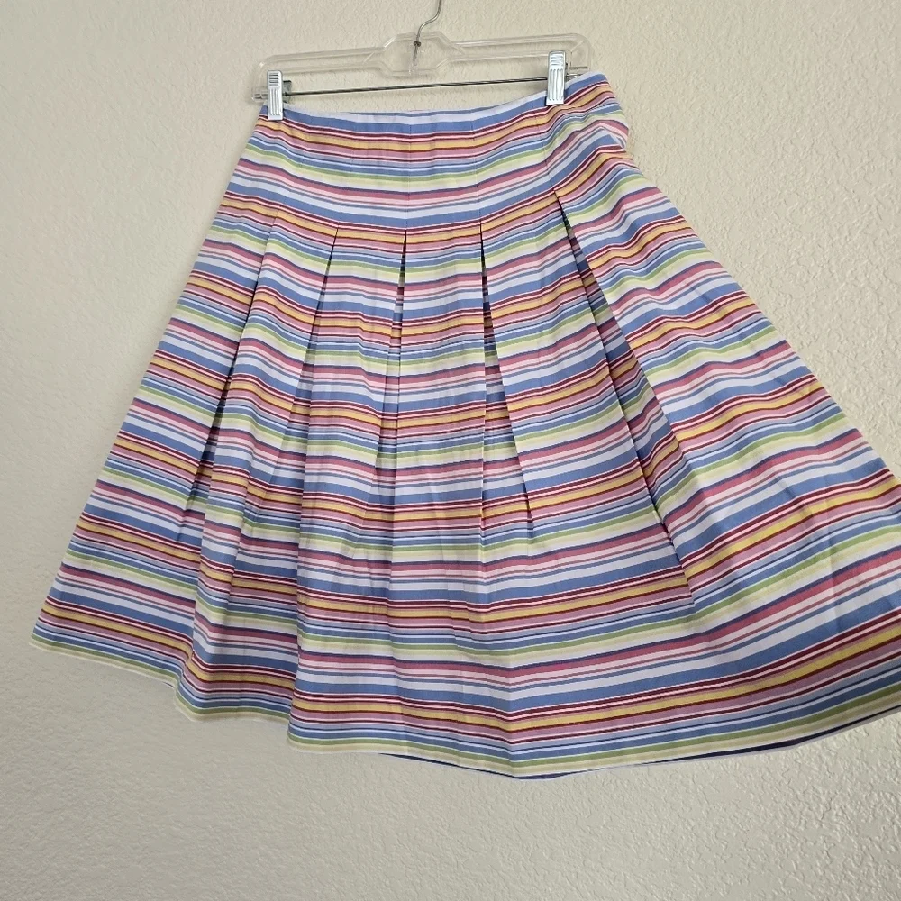 Talbots Full Pleated A Line Skirt Rainbow Stripes size 2 - Picture 2 of 6